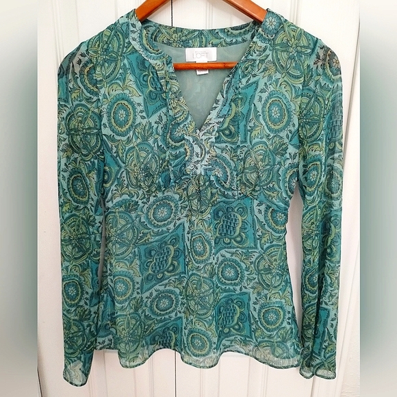 Ann Taylor Loft Floral Long Sleeve Blouse - Picture 1 of 13